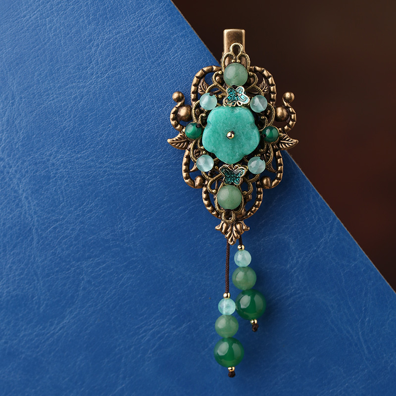 陌上花飛發(fā)夾，古風碧綠頭飾