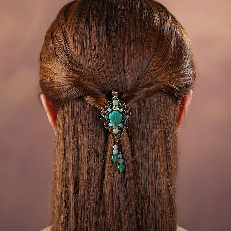 陌上花飛發(fā)夾，古風碧綠頭飾