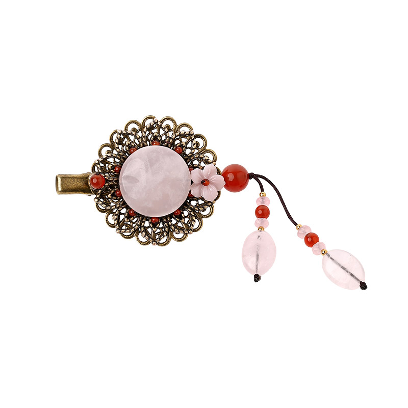 粉玉墜發(fā)飾，古風風情發(fā)夾頭飾