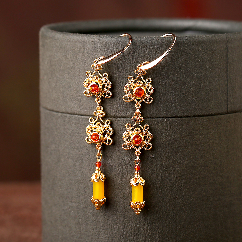 金絲萬縷耳環(huán)，金色耳墜名媛氣質(zhì)首飾