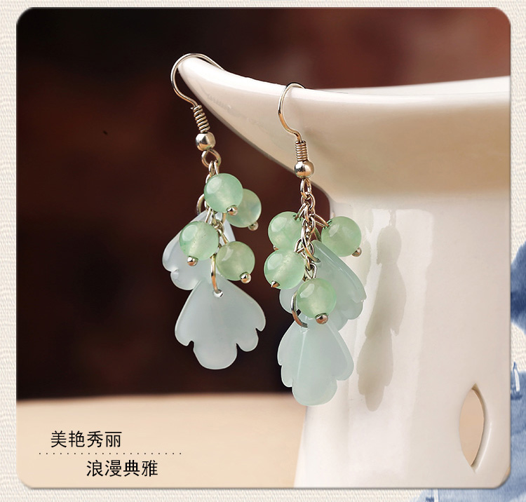 森系葉子吊墜耳環(huán)，古風(fēng)文藝氣質(zhì)首飾