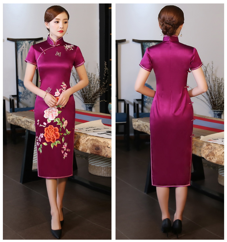 艷而不俗的牡丹繡花旗袍，嫵媚風(fēng)情十足!