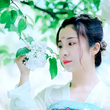 清新繡球花女生頭像，唯美古風真人頭像