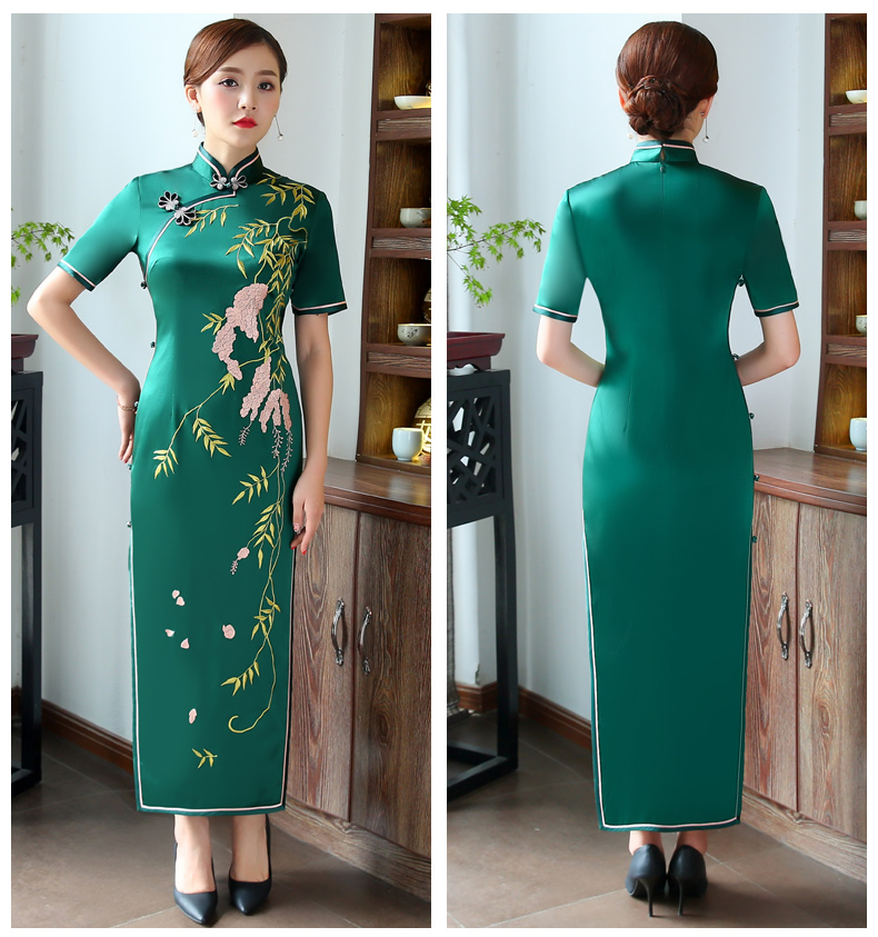 槐樹花旗袍，會(huì)呼吸的花香旗袍裙