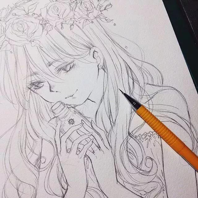 靈動的卡通動漫人物:黑白鉛筆手繪插畫