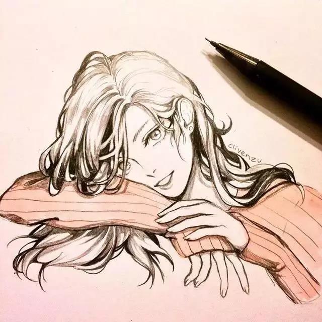 手繪鉛筆人物插畫，超級美吧！
