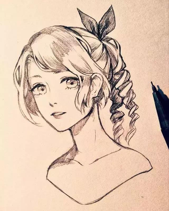 手繪鉛筆人物插畫，超級美吧！