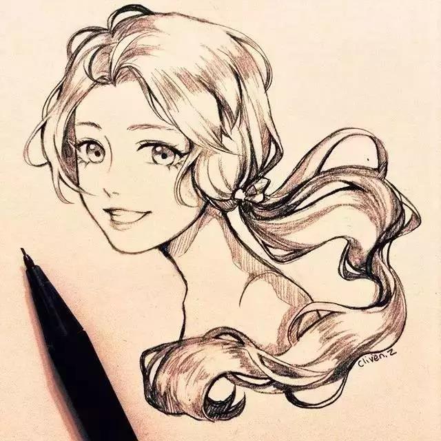 手繪鉛筆人物插畫，超級美吧！