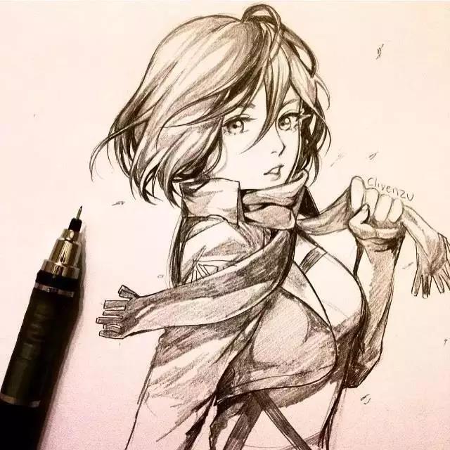 手繪鉛筆人物插畫，超級美吧！