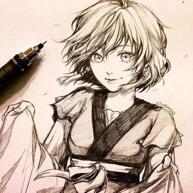 手繪鉛筆人物插畫，超級美吧！