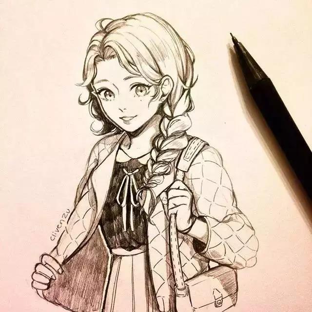 手繪鉛筆人物插畫，超級美吧！