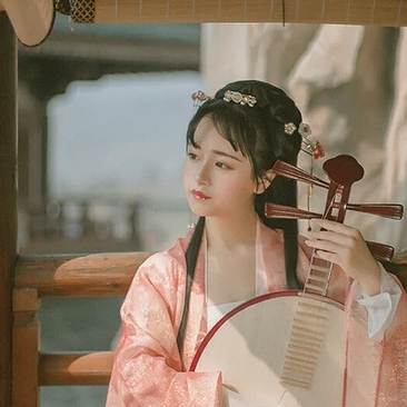 文藝粉紗裙帶傘女生頭像，唯美古風(fēng)真人頭像