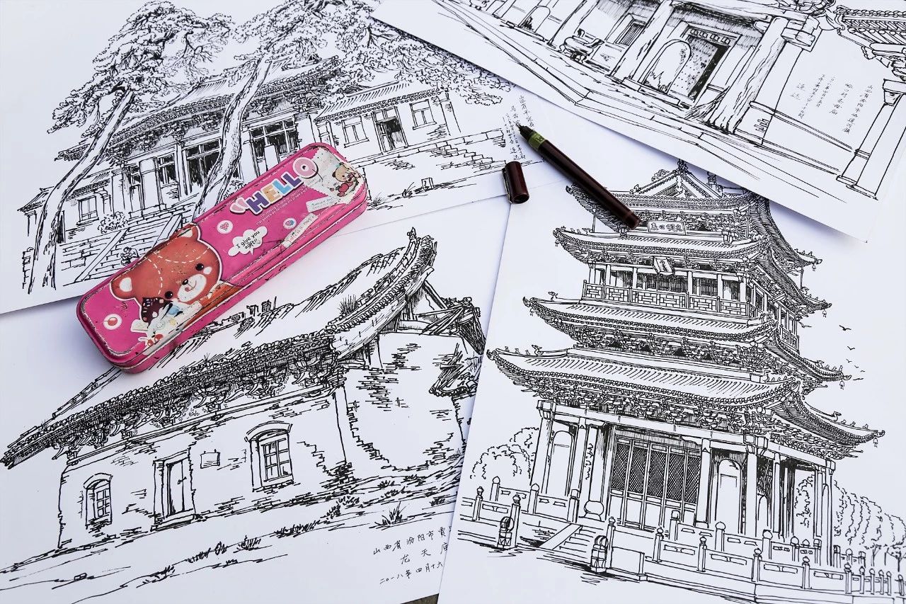 用繪畫(huà)記錄寺廟建筑：愛(ài)上了山西的古建筑