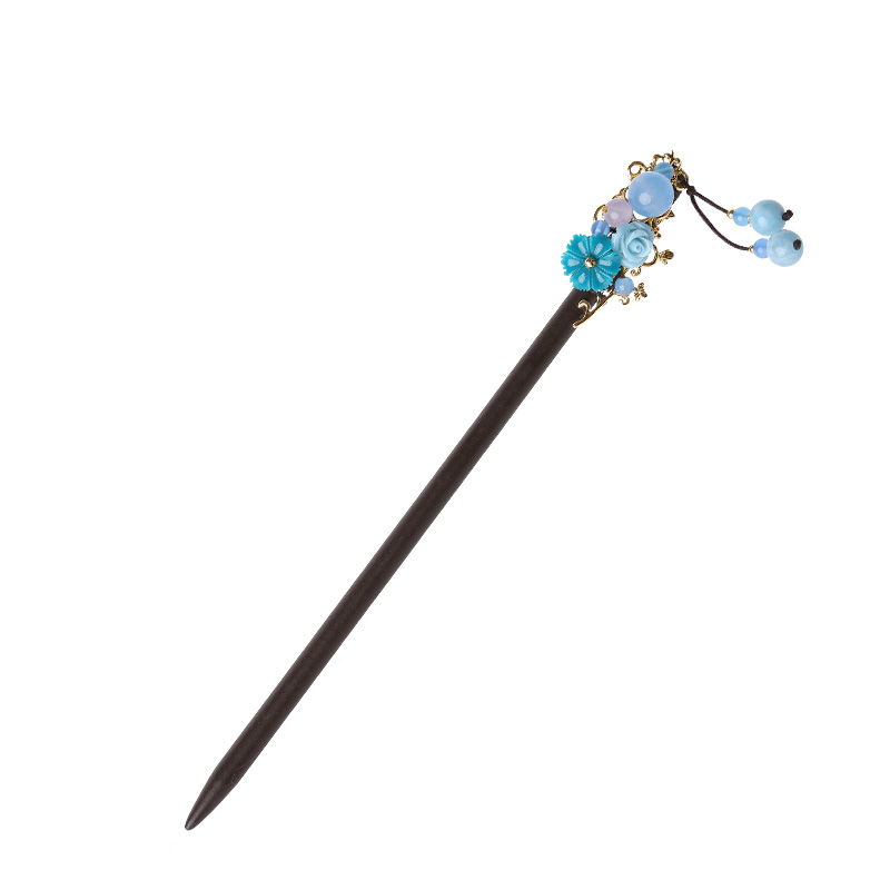 婉繡藍馨發(fā)簪，精致古典藍色頭飾