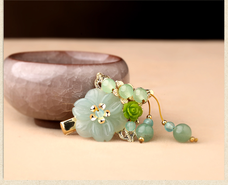 淡綠小花發(fā)夾，小清新古風(fēng)頭飾