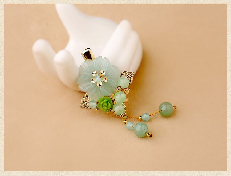 淡綠小花發(fā)夾，小清新古風(fēng)頭飾