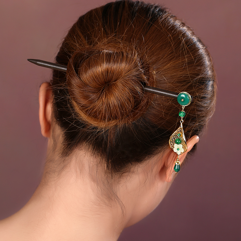 瑪瑙流蘇步搖，古典古風簪子頭飾