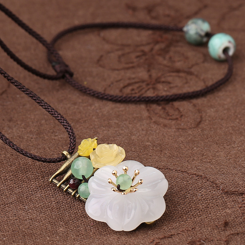 古風(fēng)花朵鎖骨鏈，竊瑩榮亭項鏈