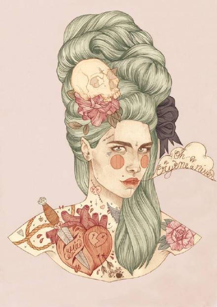 9款風(fēng)格囧異插畫(huà)，一組意境嬌艷女性圖片!