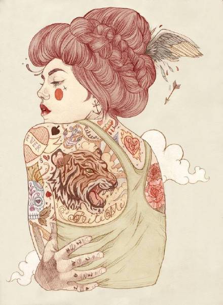 9款風(fēng)格囧異插畫(huà)，一組意境嬌艷女性圖片!