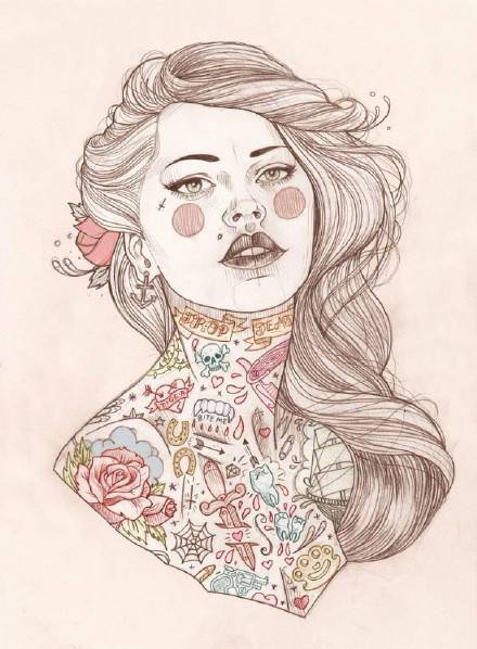 9款風(fēng)格囧異插畫(huà)，一組意境嬌艷女性圖片!