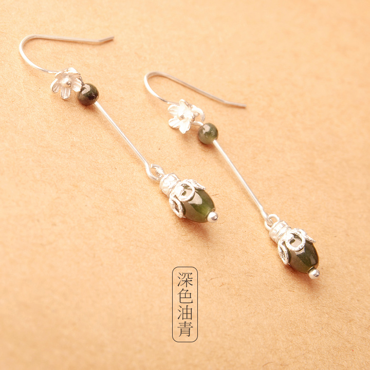 黛茉耳環(huán)：天然翡翠緬甸玉米珠耳飾首飾