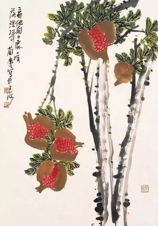 32幅曹簡樓國畫石榴圖：石榴令人垂涎欲滴！