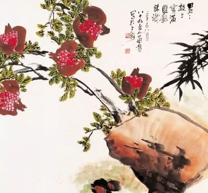32幅曹簡(jiǎn)樓國(guó)畫石榴圖：石榴令人垂涎欲滴！