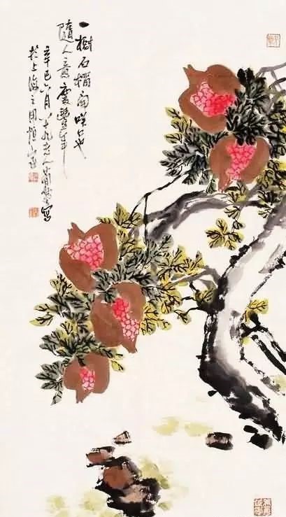 32幅曹簡(jiǎn)樓國(guó)畫石榴圖：石榴令人垂涎欲滴！