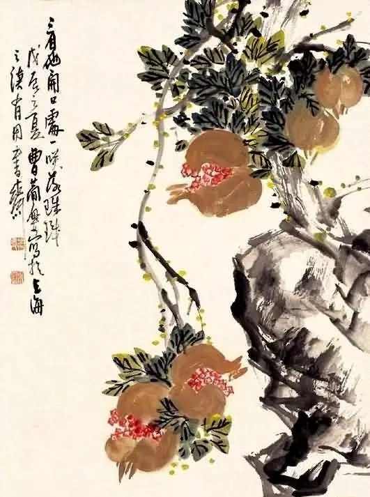 32幅曹簡(jiǎn)樓國(guó)畫石榴圖：石榴令人垂涎欲滴！