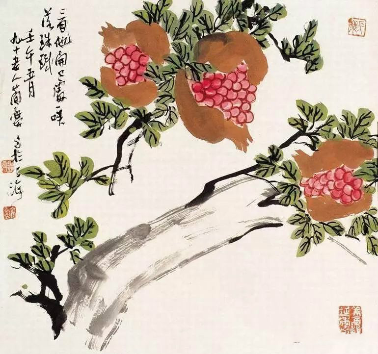 32幅曹簡樓國畫石榴圖：石榴令人垂涎欲滴！