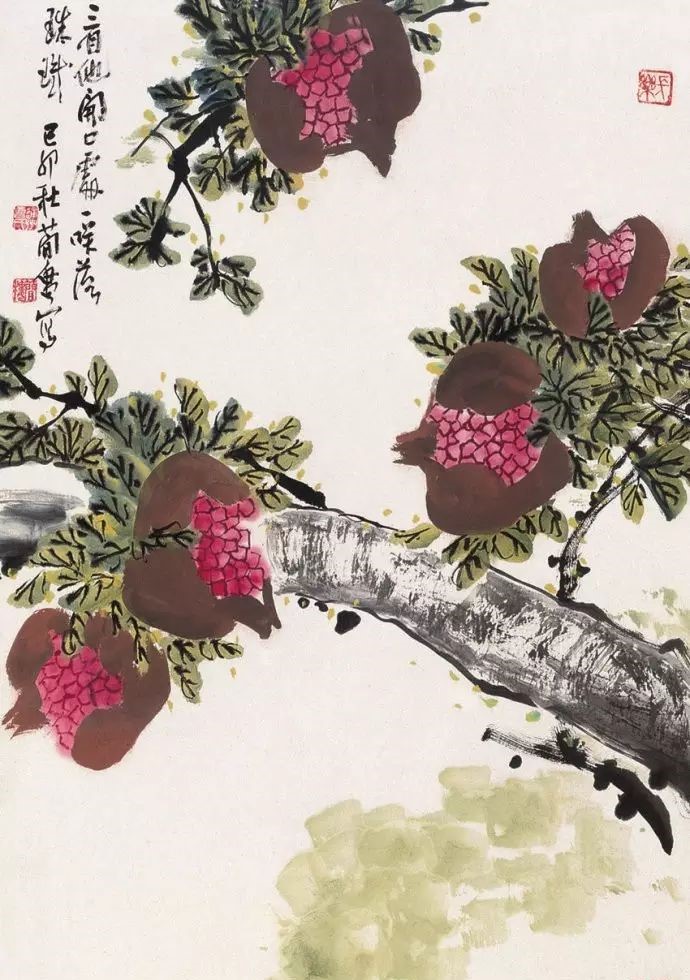 32幅曹簡(jiǎn)樓國(guó)畫石榴圖：石榴令人垂涎欲滴！