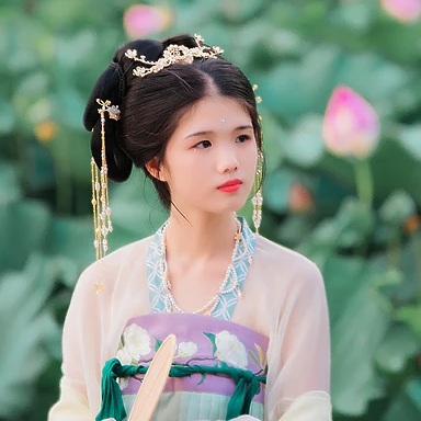 荷香滿溢女生頭像，持扇古風(fēng)頭像