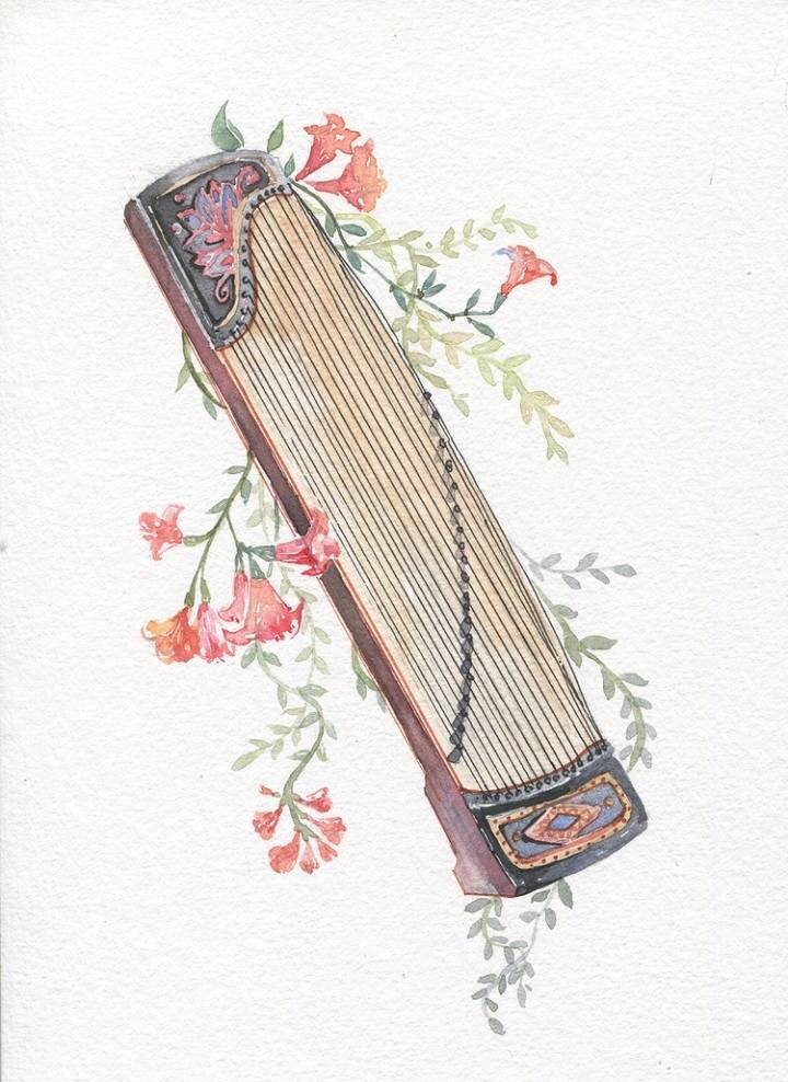 9款唯美古風(fēng)圖片：一組古風(fēng)樂器插畫！