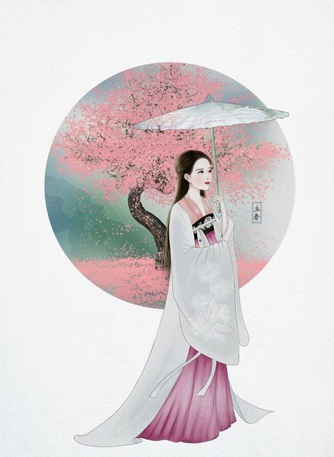 9款古風(fēng)插畫(huà)圖片：二十四節(jié)氣美人圖