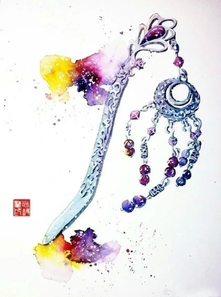 八款古風頭飾圖片:清新脫俗古風插畫