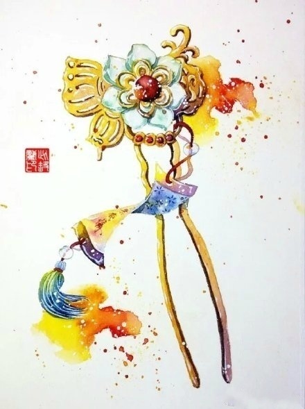 八款古風頭飾圖片:清新脫俗古風插畫