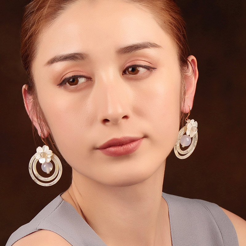 夢里花古風(fēng)耳環(huán)，簡約潔白風(fēng)情首飾