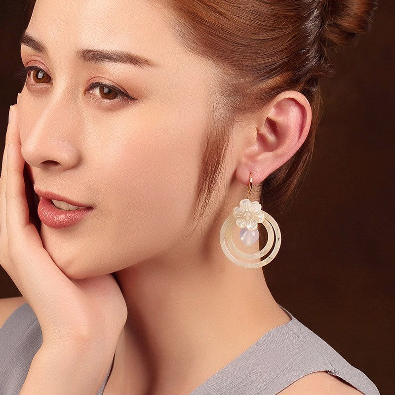 夢里花古風(fēng)耳環(huán)，簡約潔白風(fēng)情首飾