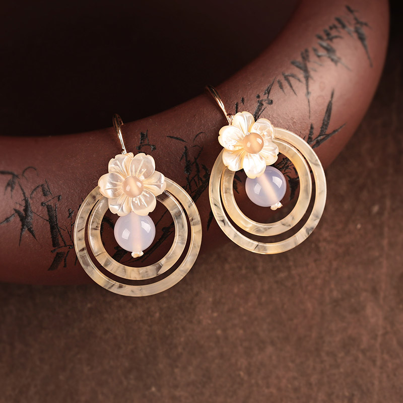 夢里花古風(fēng)耳環(huán)，簡約潔白風(fēng)情首飾