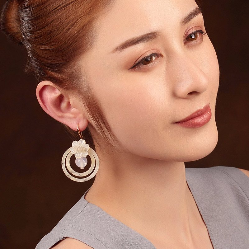 夢里花古風(fēng)耳環(huán)，簡約潔白風(fēng)情首飾