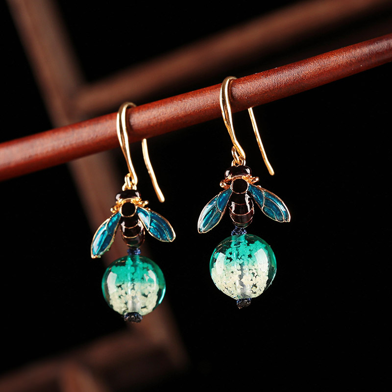 夜鳴古風(fēng)耳環(huán)，夜光琉璃首飾