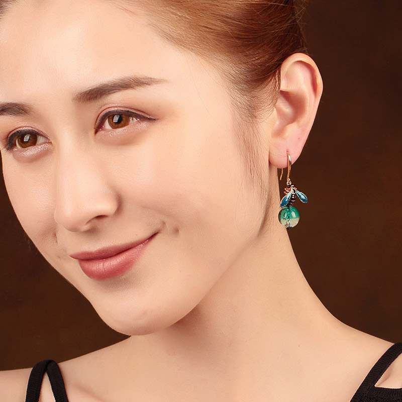 夜鳴古風(fēng)耳環(huán)，夜光琉璃首飾