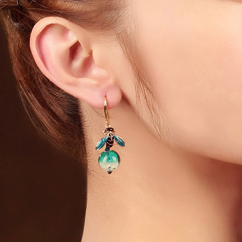 夜鳴古風(fēng)耳環(huán)，夜光琉璃首飾