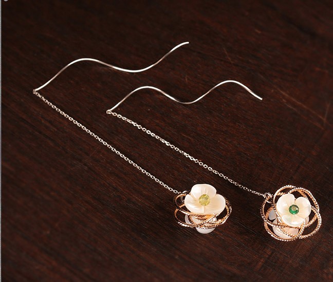 雅芊古風(fēng)耳環(huán)，純銀耳線首飾