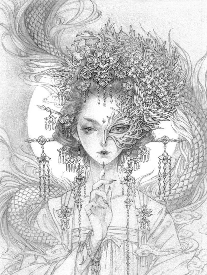 古風(fēng)美人插畫，一顰一笑令人神魂顛倒！