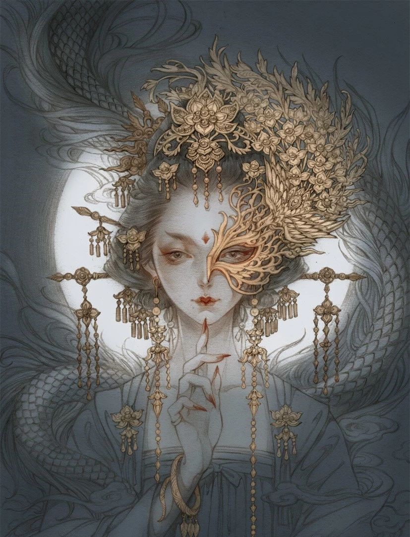 古風(fēng)美人插畫，一顰一笑令人神魂顛倒！