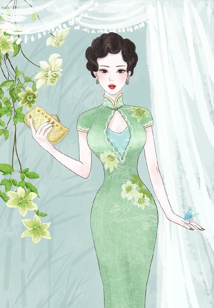 9款風(fēng)情萬種旗袍女子插畫：一種傾國傾城的美