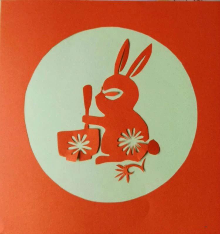 創(chuàng)意十足中秋玉兔剪紙，兔子鬧仲秋