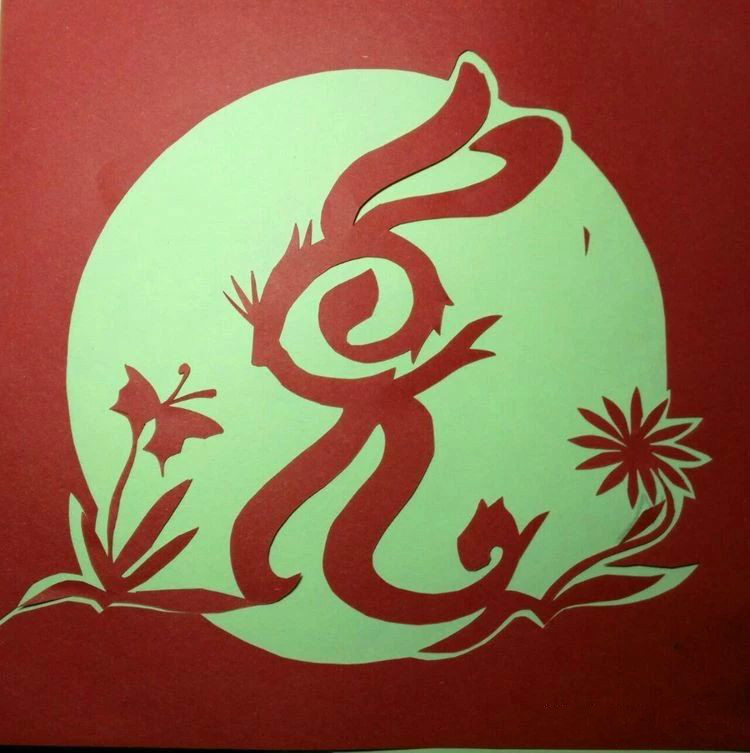 創(chuàng)意十足中秋玉兔剪紙，兔子鬧仲秋